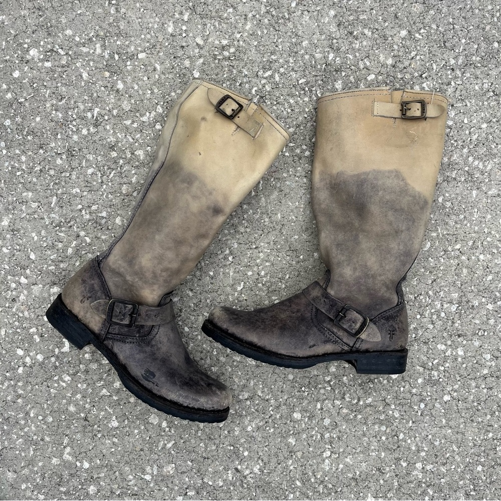Frye Veronica Leather Boots Tall Slouchy Slouch Casual Buckle Soft Size 9